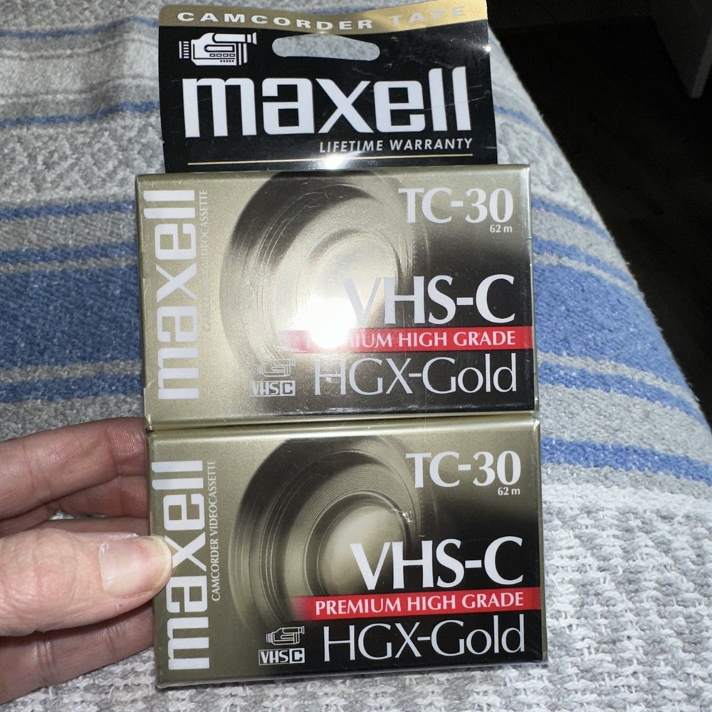 2 Pack Maxwell VHS-C TC-30 HGX-Gold Premium High Grade Video‎ Tapes NEW SEALED